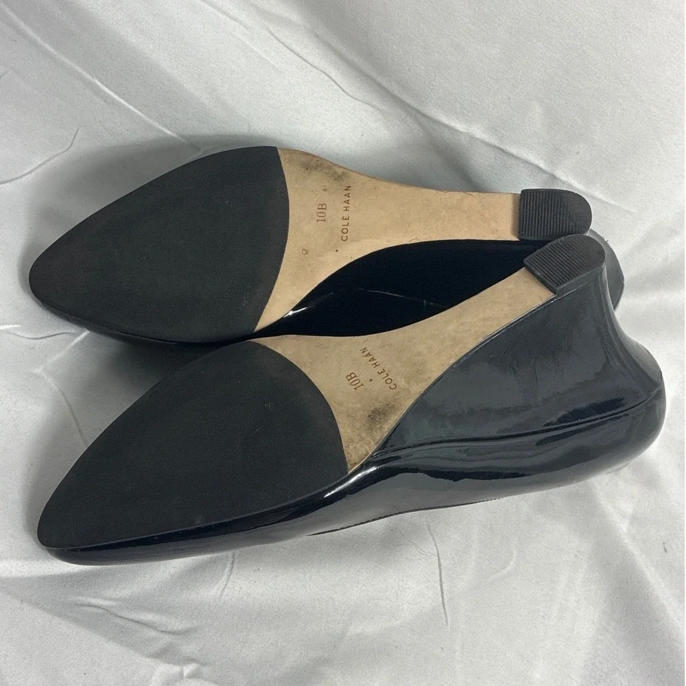 Cole Haan Grand.OS Black Patent Leather Wedge Pumps Shoes W00361‎ Womens 10B
